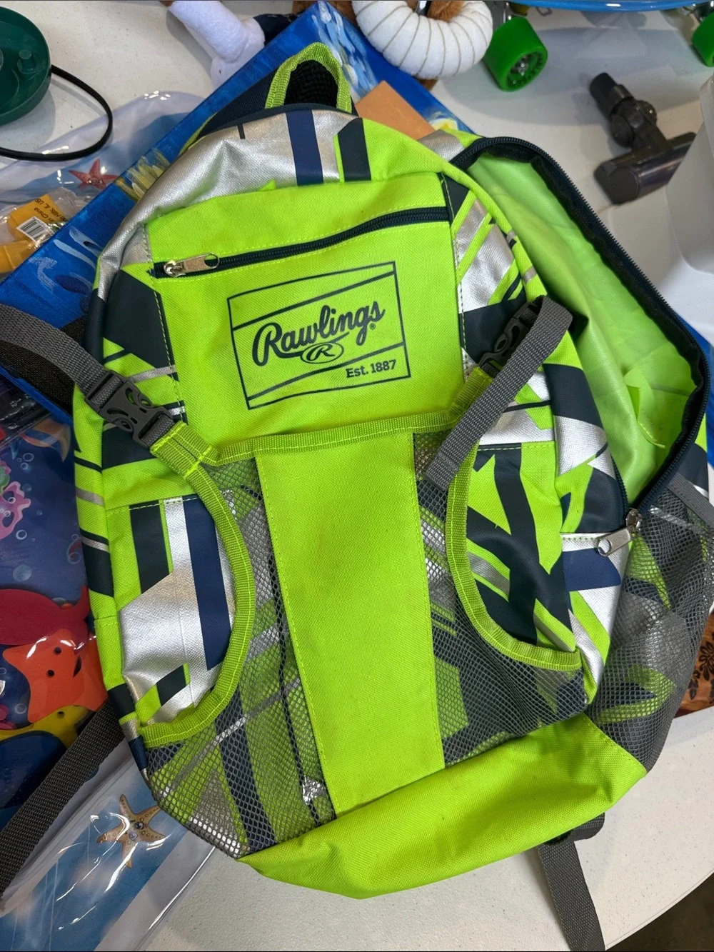 Rawlings Neon Lime and Silver Men's Backpack